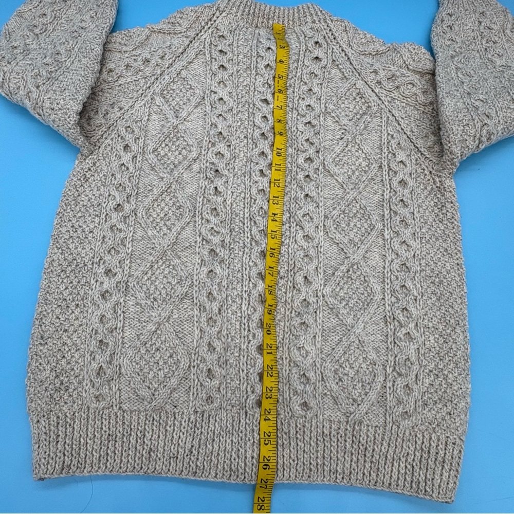 Blarney Woolen Mills Hand Knit Irish Sweater Fisherman Pattern Beige - Picture 8 of 10
